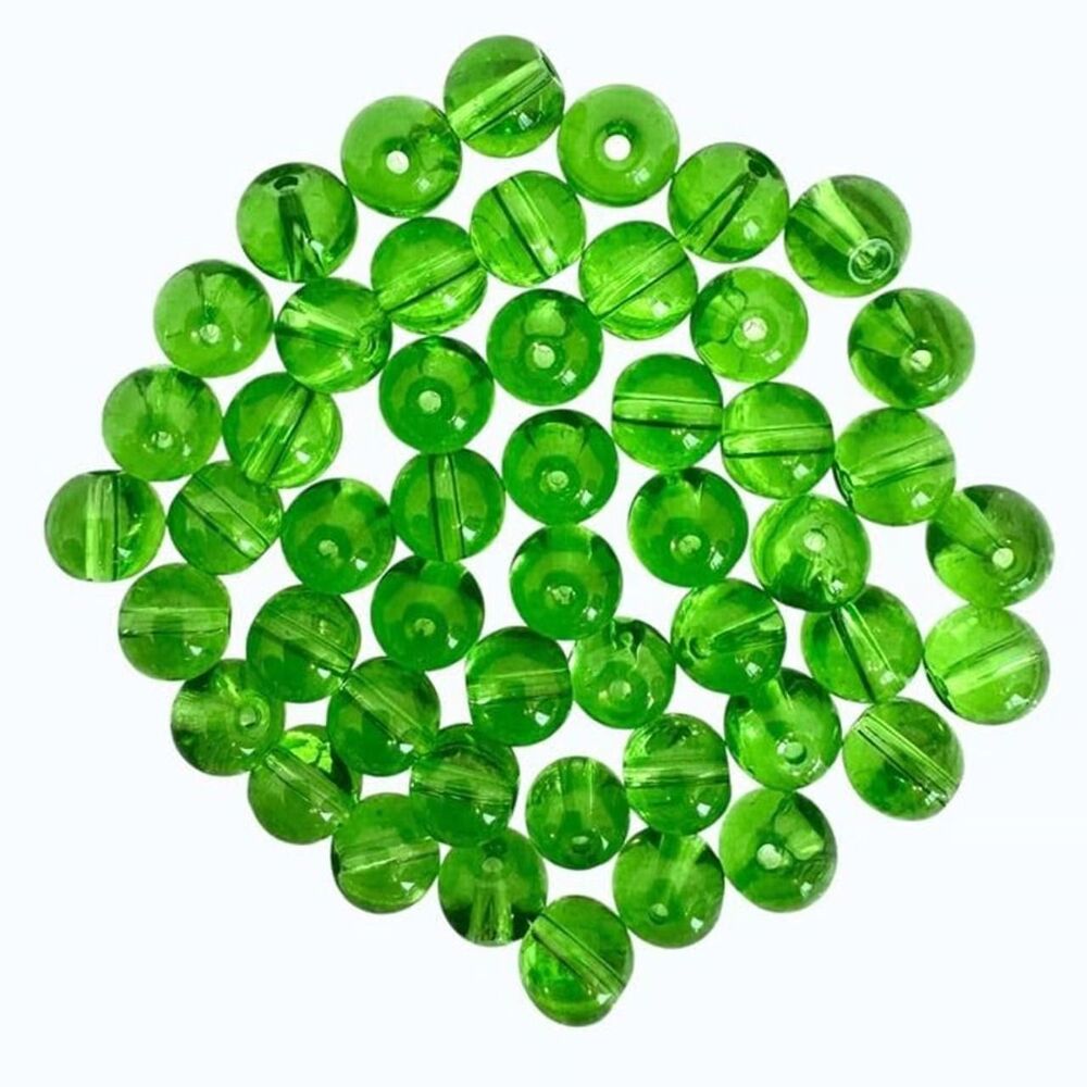 50 Beads for Jewelry #22021 Transparent Green Glass Beads - 3 sets left